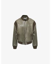Loewe - De-Bossed Logo Ribbed-Trims Leather Bomber Jacket - Lyst