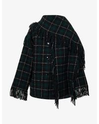 TOTEME - Plaid Fringed Wool-Blend Scarf Jacket - Lyst