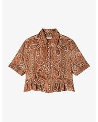 Sandro - Cropped Bandana-Print Woven Shirt - Lyst
