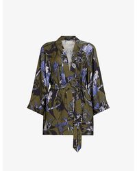 AllSaints - Carina Graphic-print Batwing-sleeve Woven Kimono - Lyst