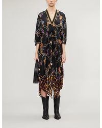 Sandro Chain-printed Satin Midi Dress - Black
