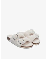 The White Company - Adjustable-Strap Mould-Footed Faux-Fur Slippers - Lyst