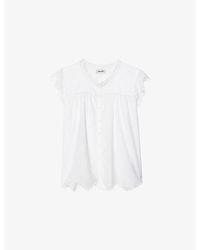 Zadig & Voltaire - Tika Embroidered Round-Neck Cotton-Blend Top - Lyst