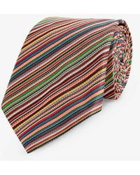 Paul Smith - Stripe-print Wide-blade Silk Tie - Lyst