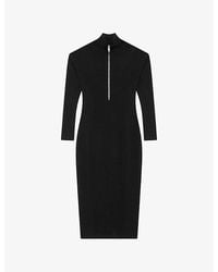 The Kooples - Long-Sleeved Zip-Up Wool-Blend Midi Dress - Lyst