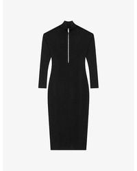 The Kooples - Long-Sleeved Zip-Up Wool-Blend Midi Dress - Lyst