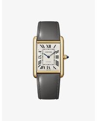 Cartier - Tank Louis Large 18Ct- And Leather Mechanical Watch - Lyst
