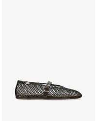 Alaïa - Ballerina Mesh And Patent-Leather Ballet Flats - Lyst