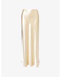 Alberta Ferretti - Shiny-Satin High-Waist Woven Maxi Skirt - Lyst