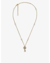 Gucci - Double G Key Gold-tone Brass And Crystal Necklace - Lyst