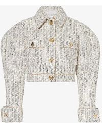 Nina Ricci - exaggerated-sleeve Tweed-textured Cotton-blend Jacket - Lyst