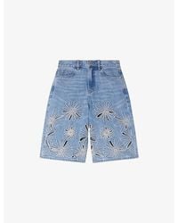 Sandro - Floral-Embroidered Denim Bermuda Shorts - Lyst