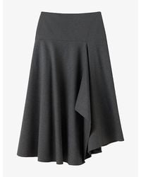 Whistles - Draped Asymmetric Woven Midi Skirt - Lyst