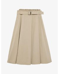 Loewe - Belted Cotton-Silk Midi Skirt - Lyst