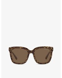 Michael Kors - Mk2163 San Marino Animal-print Square-frame Acetate Sunglasses - Lyst