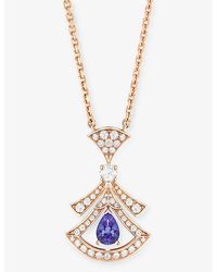 BVLGARI - Divas' Dream 18ct Rose-gold, 0.46ct Brilliant-cut Diamond And Tanzanite Pendant Necklace - Lyst