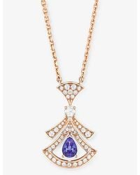 BVLGARI - Divas' Dream 18Ct Rose- 0.46Ct Brilliant-Cut Diamond And Tanzanite Pendant Necklace - Lyst
