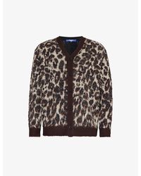 Junya Watanabe - Leopard-pattern Fuzzy-knit Cotton-blend Cardigan - Lyst