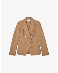 Reiss - Gigi Double-Breasted Wool-Blend Blazer - Lyst