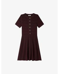 Sandro - Short-Sleeved Slim-Fit Knitted Mini Dress - Lyst