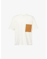 Bottega Veneta - Leather Pocket Cotton Jersey T-Shirt - Lyst