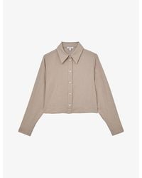 Reiss - Caylan Cropped Cotton And Wool-Blend Shirt - Lyst