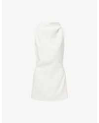 KHAITE - Astor Draped-Neck Woven Mini Dress - Lyst