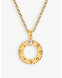 BVLGARI - 18ct Yellow-gold And 0.09ct Brilliant-cut Diamond Pendant Necklace - Lyst