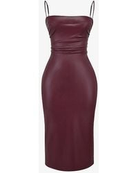 House Of Cb - Jalena Lace-up Faux-leather Midi Dres - Lyst