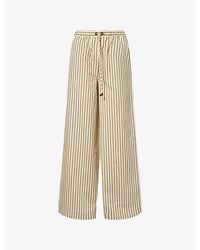 Max Mara - Wide-Leg Stripe Cotton-Silk Trousers - Lyst