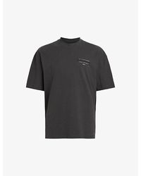 AllSaints - Redact Embroidered-Box Cotton T-Shirt - Lyst