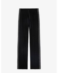 Zadig & Voltaire - Pomy Glitter-stripe High-rise Crepe Trousers - Lyst