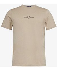 Fred Perry - Logo-embroidered Short-sleeved Cotton-jersey T-shirt X - Lyst