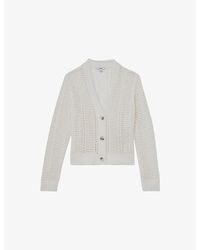 Reiss - Star Open-Knit Cotton-Blend Cardigan - Lyst