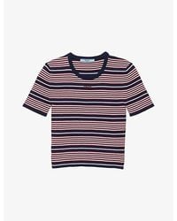 Prada - Striped Short-Sleeve Cotton T-Shirt - Lyst