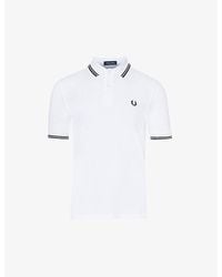 Fred Perry - Logo-embroidered Striped-trim Cotton-piqué Polo Shirt - Lyst