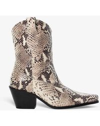Dune - Pardner Metallic Zip-up Leather Western Boots - Lyst