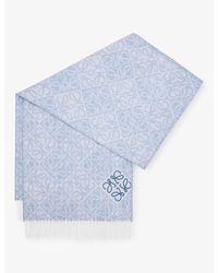 Loewe - Anagram-Pattern Wool And Cashmere-Blend Scarf - Lyst