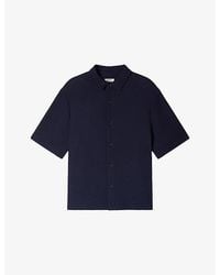 Sandro - Textured Shark-Collar Stretch-Woven Shirt - Lyst