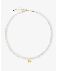 Monica Vinader - Heart Mini 18Ct-Plated Vermeil Sterling- Pearl Necklace - Lyst