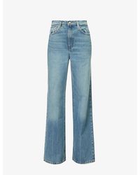 FRAME - Le Jane Faded-wash Wide-leg High-rise Organic And Recycled-denim Jeans - Lyst