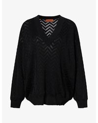 Missoni - V-Neck Chevron-Knit Cotton-Blend Jumper - Lyst