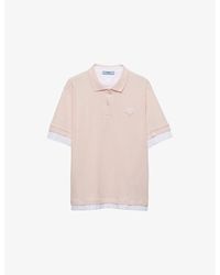Prada - Logo-patch Relaxed-fit Piqué And Jersey Polo Shirt - Lyst