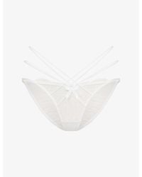 Agent Provocateur - Halley Satin And Lace Briefs - Lyst
