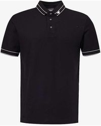 Emporio Armani - Contrast-stripe Brand-embroidered Cotton-piqué Polo Shirt X - Lyst