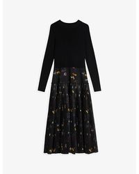 Ted Baker Pleated Collar Maxi Dress in Yellow Lyst