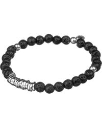 Tateossian Mens Black Silver Disc Beaded Bracelet