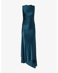 Victoria Beckham - Twist Asymmetric-Hem Woven Midi Dress - Lyst