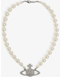 Vivienne Westwood - Bas Relief Silver-tone Brass, Pearl And Swarovski Crystal Necklace - Lyst