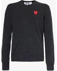 COMME DES GARÇONS PLAY - Heart-appliqué Crewneck Wool-knit Jumper - Lyst